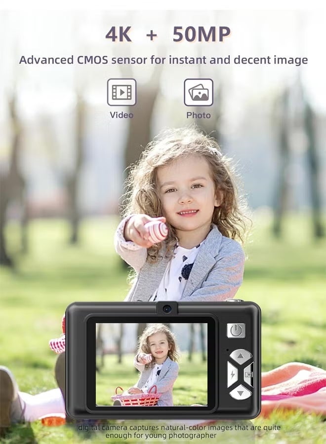 ZONBON 4K Digital Camera – 50MP CCD，Kids’ Camera Point and Shoot with 8X Zoom, Includes 32GB SD Card – Ideal for Children & Beginners - Image 3