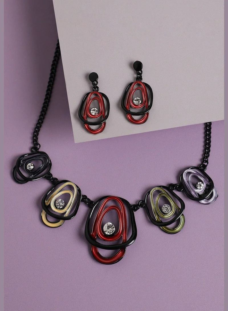 SOHI Trendy Designer Stone Party Wear Necklace and Earring Set For Women