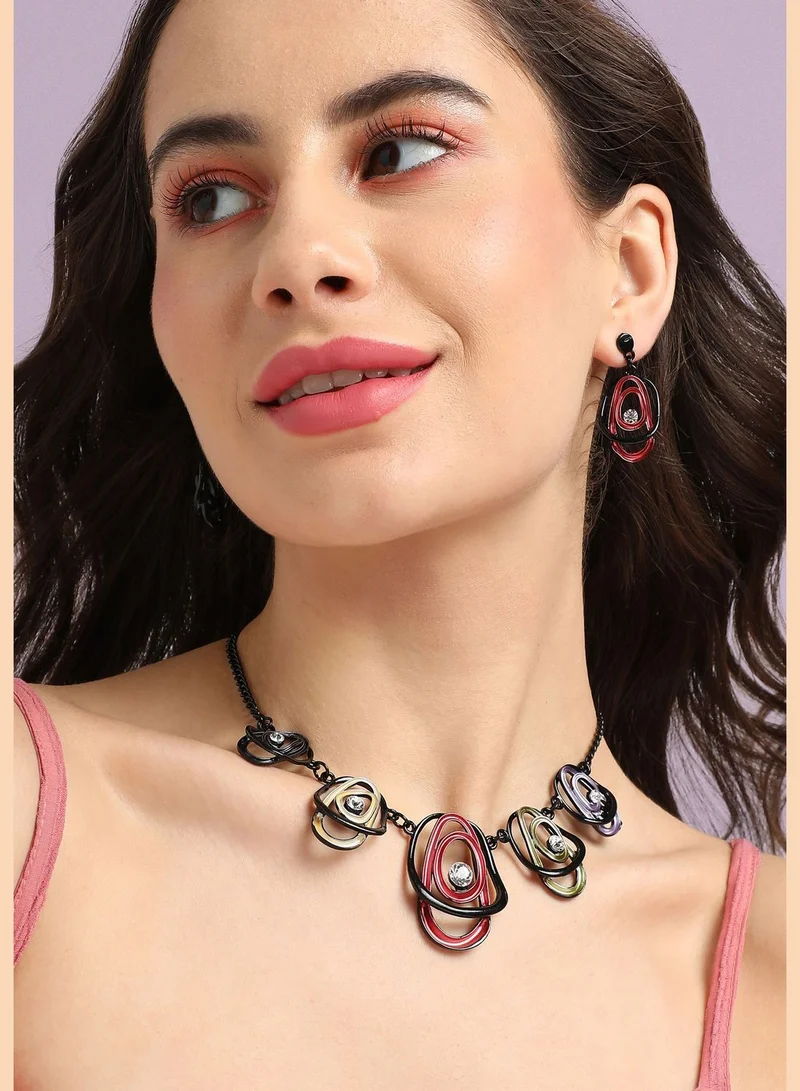 SOHI Trendy Designer Stone Party Wear Necklace and Earring Set For Women