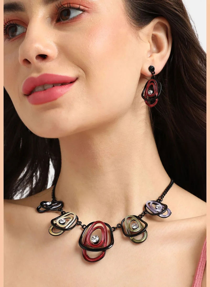 SOHI Trendy Designer Stone Party Wear Necklace and Earring Set For Women