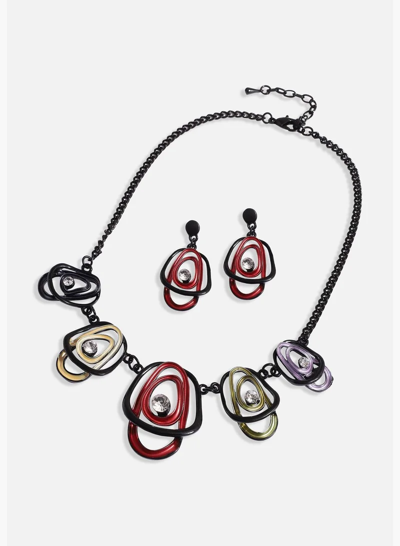 SOHI Trendy Designer Stone Party Wear Necklace and Earring Set For Women