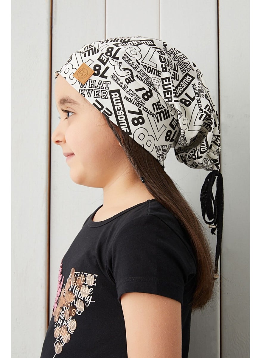 Babygiz Girl's White Black Yarn 4 Season Hat Beanie Buff Soft Combed Cotton  - Image 1