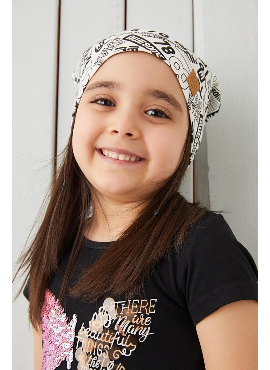 Babygiz Girl's White Black Yarn 4 Season Hat Beanie Buff Soft Combed Cotton  - Image 2
