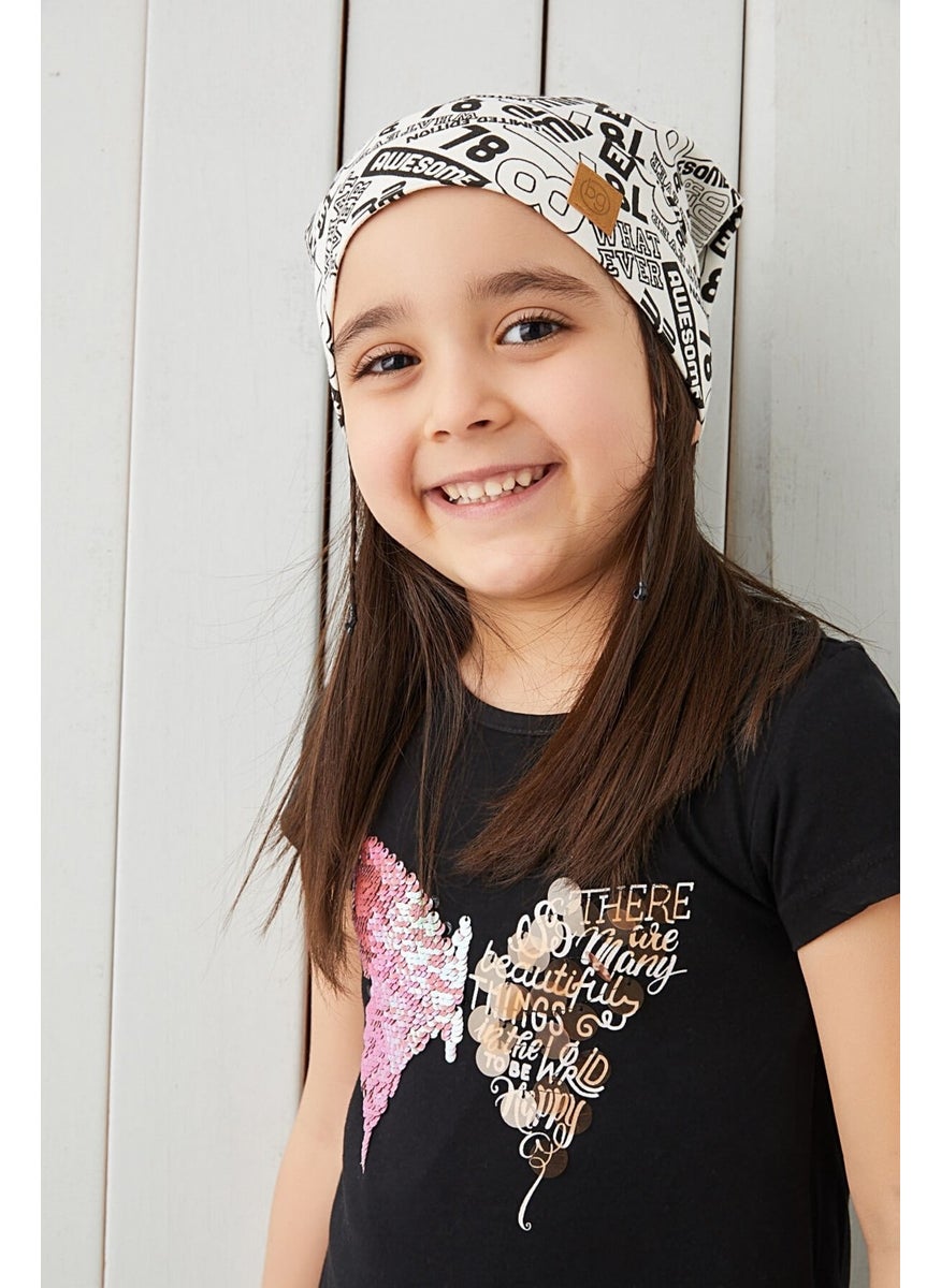 Babygiz Girl's White Black Yarn 4 Season Hat Beanie Buff Soft Combed Cotton  - Image 3