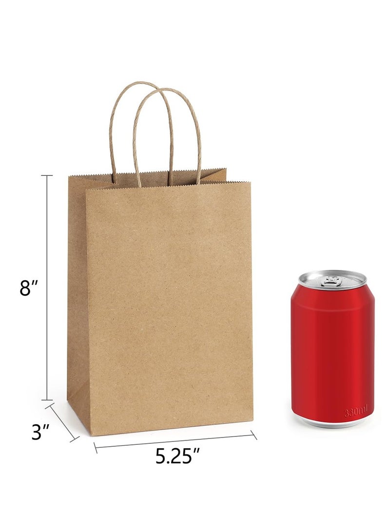 Chabeia Kraft Paper Gift Bags 25Pcs - 5.25x3x8 Inches Small With Handles for Party Favors, Shopping - Brown Paper Sacks  - Image 2