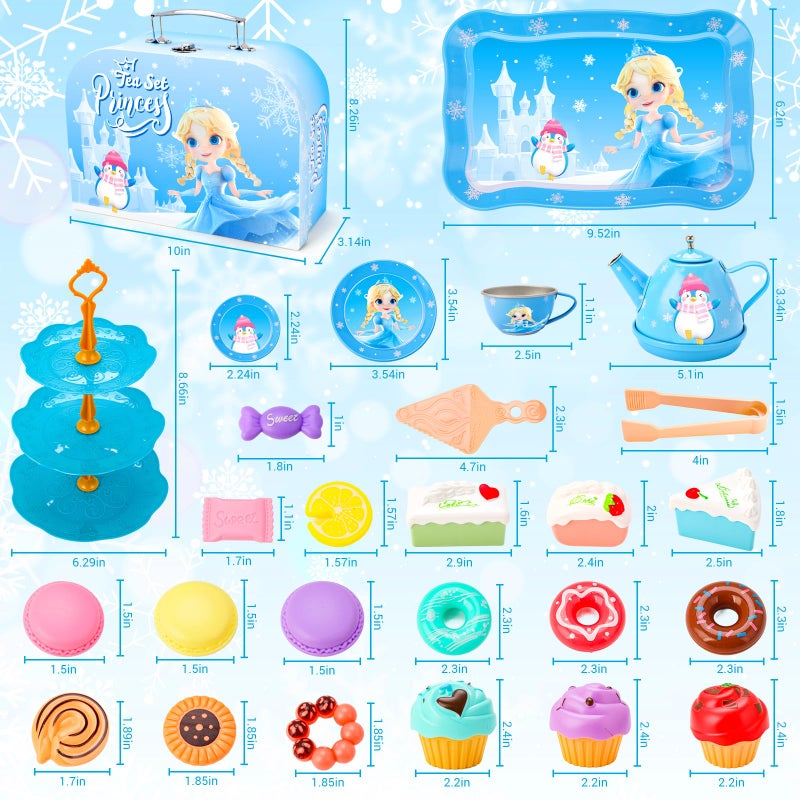 INNOCHEER Tea Party Set for Little Girls Toys, Toys for Kids, Tea Sets for Toddlers 3-5, Pretend Play Kitchen Toy, Birthday Christmas Princess Gifts Toys for 3 4 5 6 7 + Year Old Girls - Image 4