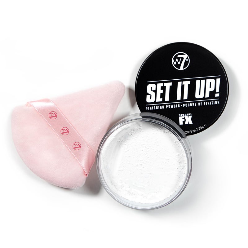 W7 Set It Up Loose Setting Powder & Precision Puff â€“ Translucent, Feather-Light Finishing Powder & Soft Puff for a Flawless, Matte Finish â€“ Easy, Mess-Free Application for Every Makeup Lover! - Image 1