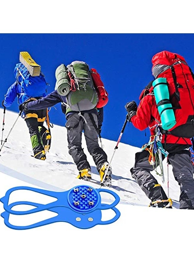 Y&D 2 Pair Ice Traction Cleat,Universal Non Slip Gripper Spikes, Durable Snow Grips for Shoes, Cleats Shoes (Blue) - Image 4