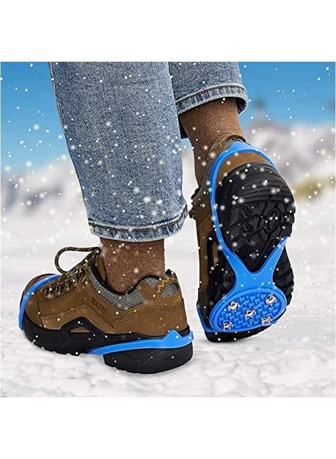 Y&D 2 Pair Ice Traction Cleat,Universal Non Slip Gripper Spikes, Durable Snow Grips for Shoes, Cleats Shoes (Blue) - Image 3