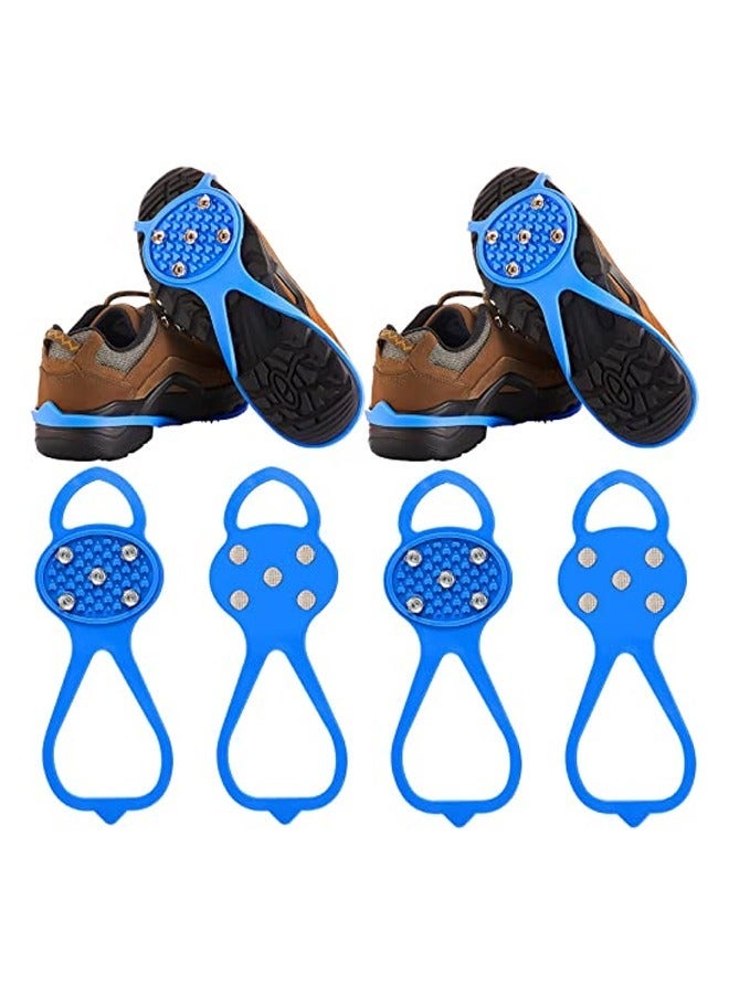 Y&D 2 Pair Ice Traction Cleat,Universal Non Slip Gripper Spikes, Durable Snow Grips for Shoes, Cleats Shoes (Blue) - Image 1