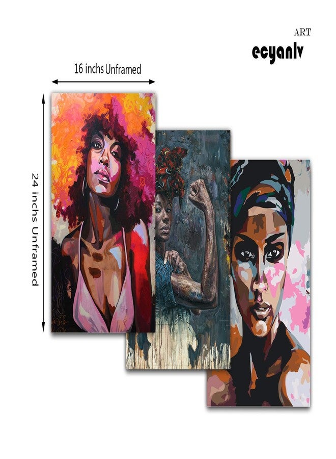 Ecyanlv African American Woman Canvas Wall Art Black Women Pictures Abstract African Art Paintings Black Woman Portrait Wall Art Abstract Girl Canvas Print Art for Bedroom 16x24x3 Inch Unframed - Image 5