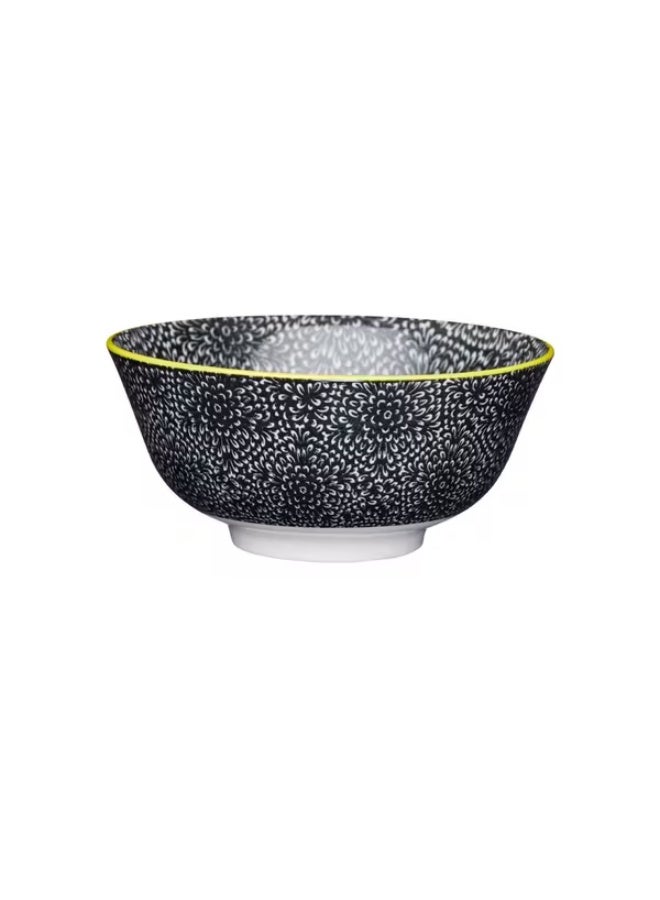 KitchenCraft Floral Design Food Safe Ceramic Bowl Black and White 15.7cm KCBOWL15 - Image 2