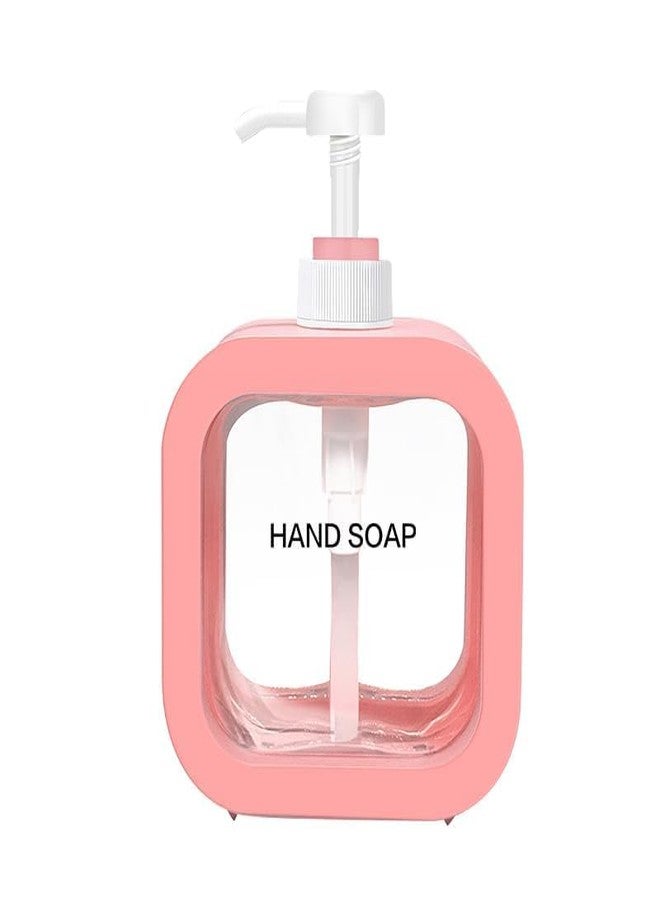 HIMJA Hand Soap Dispenser for Bathroom Transparent Soap Pump Dispenser Small Plastic Soap Dispenser for Shower Gel Shampoo Detergent Conditoner (Pink, Pack-1) - Image 1