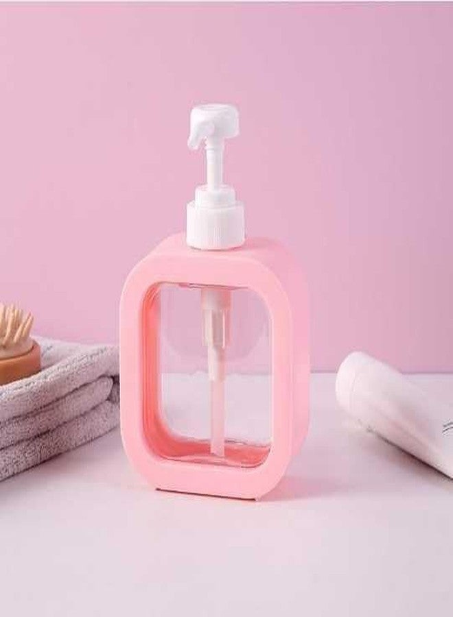 HIMJA Hand Soap Dispenser for Bathroom Transparent Soap Pump Dispenser Small Plastic Soap Dispenser for Shower Gel Shampoo Detergent Conditoner (Pink, Pack-1) - Image 3