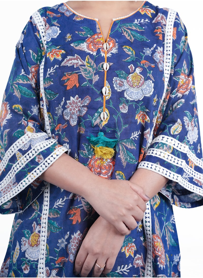 PRIYA’S PANACHE - Women's Free-Size (Fits M-2XL) Loose-Fitting Cotton Hand Block Printed Kurta Set with Dupatta | Indian Ethnic Salwar Kameez Suit | Elegant Traditional Festive Wear - Image 1