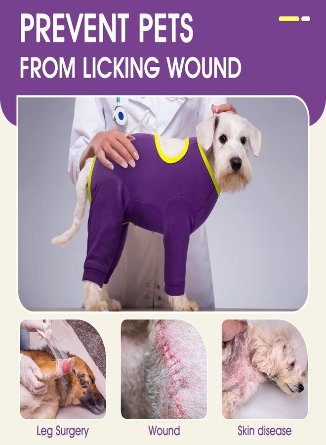 IDOMIK Dog Recovery Suit After Surgery,Long Sleeve Dog Surgical Onesie for Surgery,Soft Breathable Pet Pajamas Anti Shedding,Adjustable Bodysuit Prevent Licking Wound,Cone Collar Alternative,Purple,S - Image 3