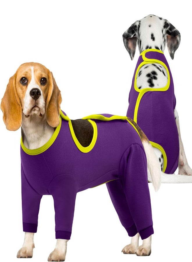 IDOMIK Dog Recovery Suit After Surgery,Long Sleeve Dog Surgical Onesie for Surgery,Soft Breathable Pet Pajamas Anti Shedding,Adjustable Bodysuit Prevent Licking Wound,Cone Collar Alternative,Purple,S - Image 1