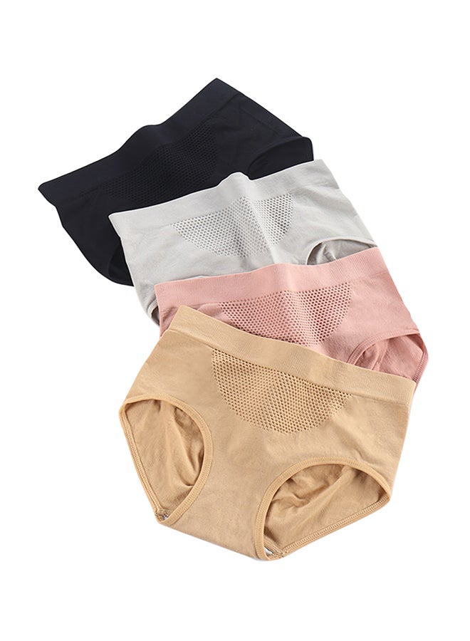 4-Piece Solid Pattern Comfy Brief Set Multicolour - Image 1