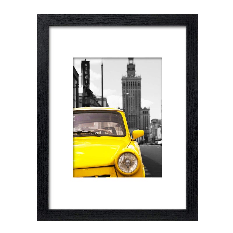 Emeyart 9x12 Picture Frame Pictures Display 6x8 with Mat or 9 x 12 Photos without Mat Black Wooden Photo Frames Wall Mounting or Tabletop Display