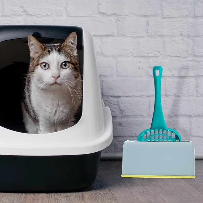 Washable Cat Litter Scoop Holder Grey Green Wear Resistant Container Keeps Floor Tidy - Image 3