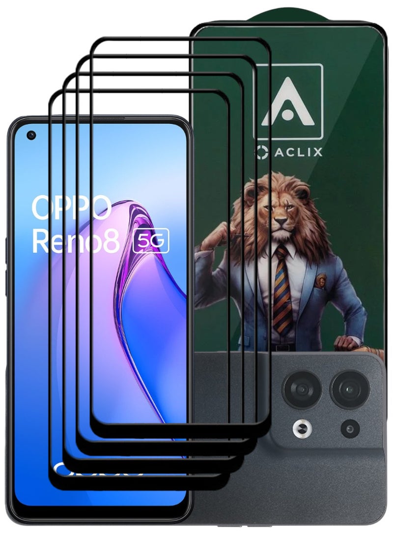 ACLIX 4 Pieces Antistatic ESD Dustproof Premium Quality High Definition Tempered Glass Screen Protector Designed For Oppo Reno8 - Image 1