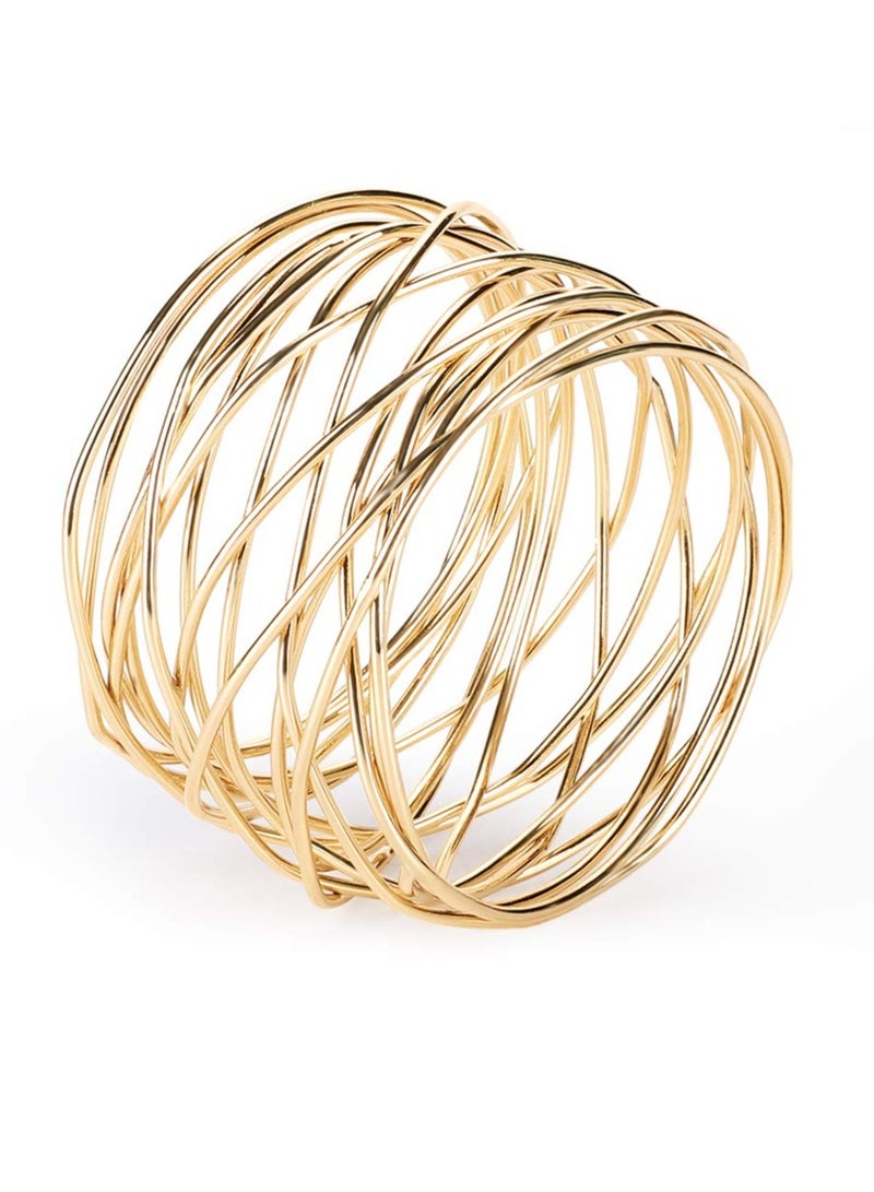 Gold Mesh Metal Napkin Ring Holders Set of 6 for Dining Anniversary Birthday Candlelight Dinner Holiday Party Table Setting Decoration Wedding