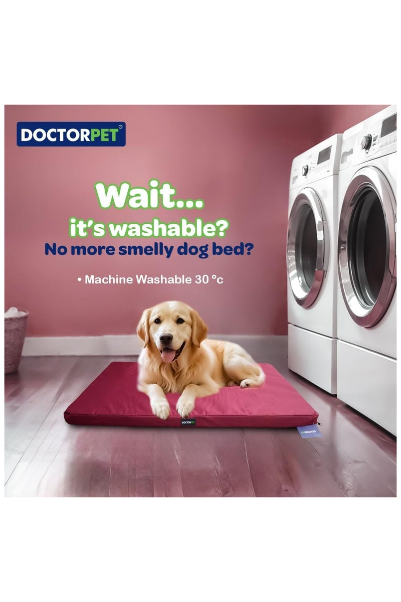 DOCTERPET Doctor Pet Gelato Series Crate Mattress Medium - 53x76x6cm - Burgundy - Soft Washable Fabric, Cooling Effect, Eco-Friendly Fill, Non-Slip Base - Ideal for Cats & Medium Dogs - Image 3