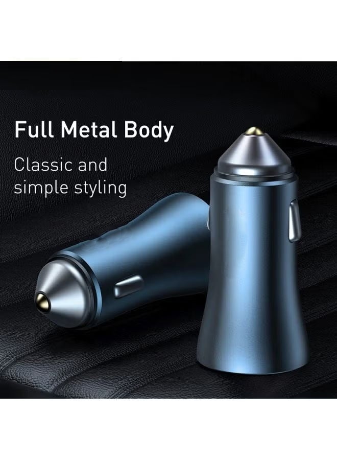 Car Charger 40W USB-C Adapter, PD 3.0 QC 4.0 Phone Fast Charging With Type-C to Lightning (1M) Cable Compatible For iPhone 14 Pro Max/14 Plus/14 Pro/14/13/12/11/Xs, iPad Pro and Type C Mobile Devices Blue - Image 4