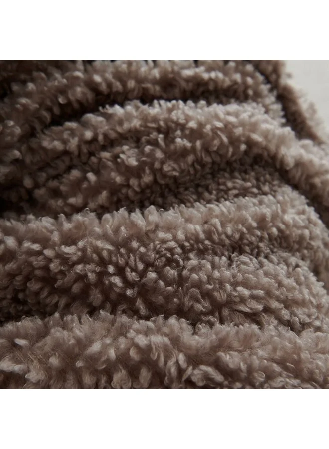 ميزوي بطانية خفيفة شيربا مريحة ناعمة وفاخرة بني داكن وأبيض 1 x 153 x 127 سم ALPACA 03