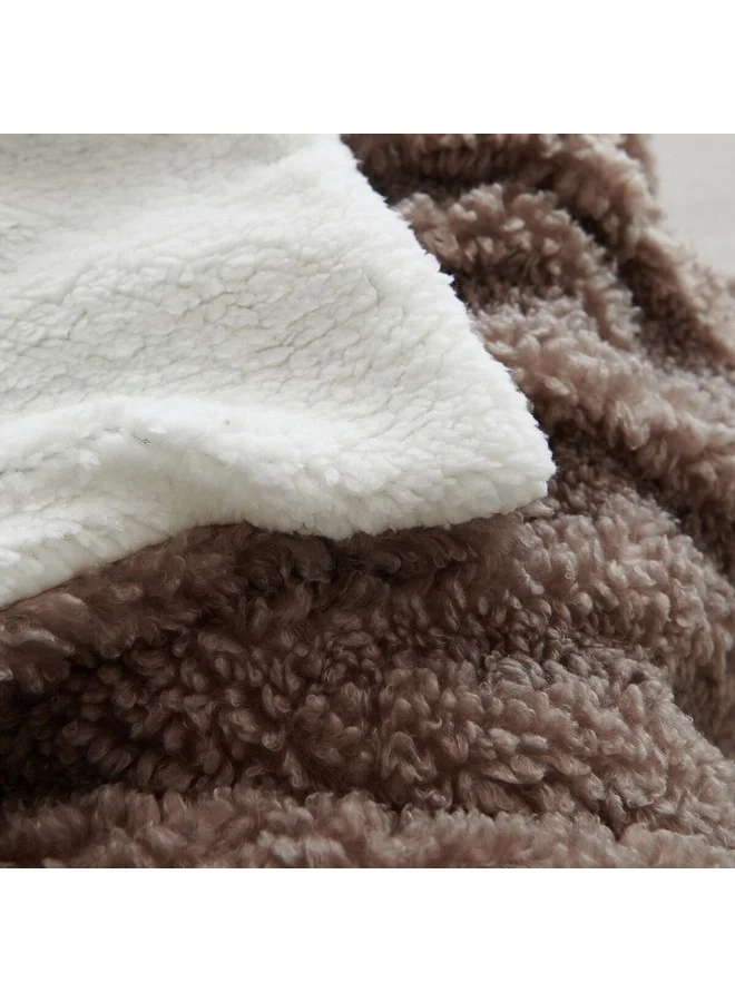 ميزوي بطانية خفيفة شيربا مريحة ناعمة وفاخرة بني داكن وأبيض 1 x 153 x 127 سم ALPACA 03