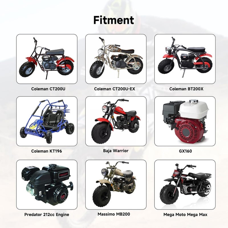 FVRITO Mini Bike 212 Carburetor VM22 Carb Kit for Predator 212cc 196cc 224cc Coleman CT200U BT200X CT200U-EX RB200 KT196 Go Kart Massimo Baja Warrior Heat MB200 Performance Parts Stage 1 Kit Rainbow - Image 5