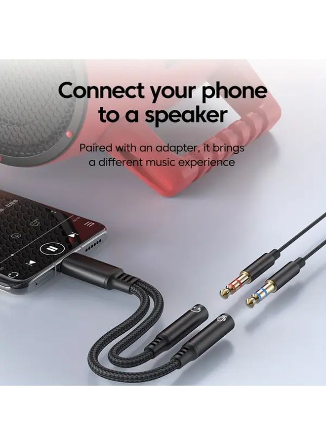 Grey USB C to Dual 3.5mm Adapter Cable with Built in DAC for Mobile Phones - Image 4
