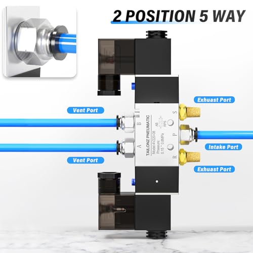 TAILONZ PNEUMATIC Solenoid Valve 4V220-08 DC24V 1/4"NPT Double Coil Pilot-Operated Electric 2 Position 5 Way Connection Type - Image 3