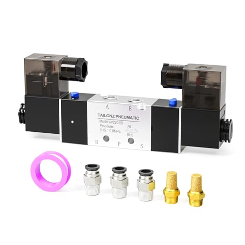TAILONZ PNEUMATIC Solenoid Valve 4V220-08 DC24V 1/4"NPT Double Coil Pilot-Operated Electric 2 Position 5 Way Connection Type - Image 1