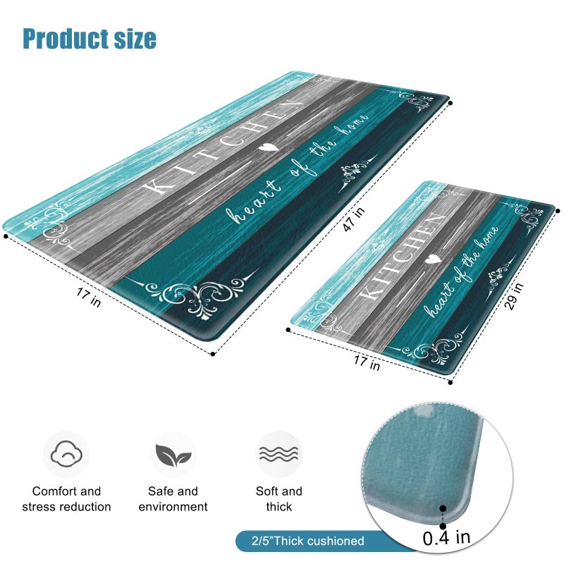 Sofort Kitchen Mat Farmhouse Cushioned Anti Fatigue Kitchen Rugs 2 Pieces Non Slip Waterproof Kitchen Mats for Floor, Rustic Wooden Comfort Standing Mats for Kitchen, Office, Sink, Laundry - Image 3