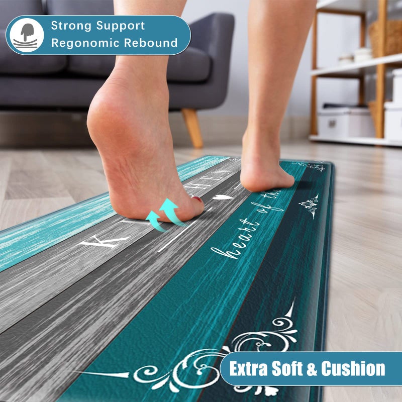 Sofort Kitchen Mat Farmhouse Cushioned Anti Fatigue Kitchen Rugs 2 Pieces Non Slip Waterproof Kitchen Mats for Floor, Rustic Wooden Comfort Standing Mats for Kitchen, Office, Sink, Laundry - Image 2