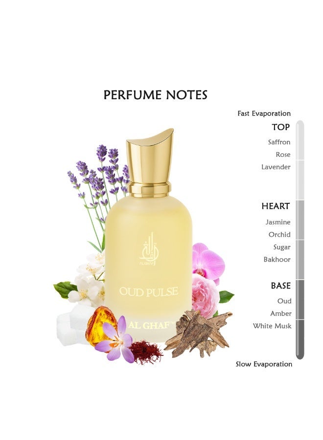 الغاف عطر الغاف عود بالس أو دو بارفان 100 مل – ثبات طويل، عطر فاخر للجنسين بنفحات الزعفران والورد والعود، هدية فاخرة للرجال والنساء الباحثين عن روائح أنيقة - Image 4