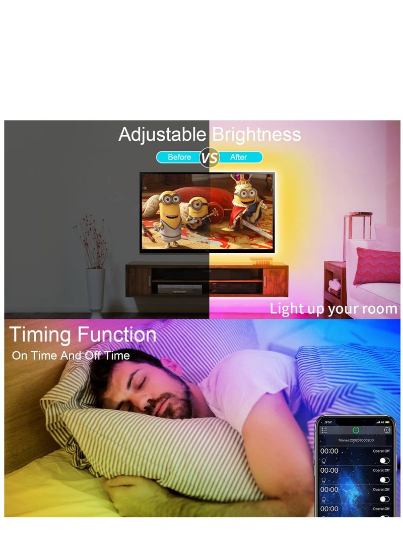 SKY-TOUCH 5M Colorful Rope Lighting for Home Decor Kitchen Bedroom Hotel Outdoor Bar Garden Desktop Smart Bluetooth LED Strip Light RGB Sync to Music Light Remote Control  - Image 1