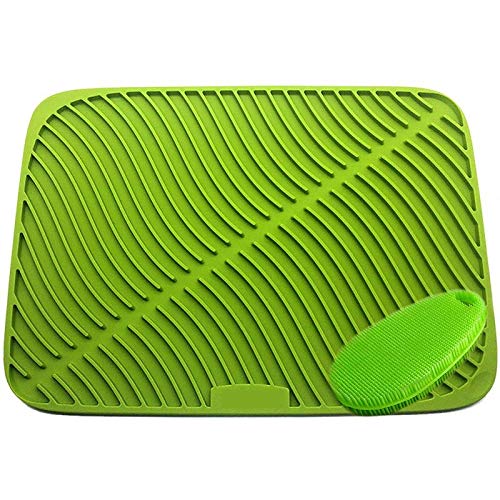 Inditradition Kitchen Sink Silicon Draining Mat | Utensils Drying Mat with Deep Grooves, Green (31.5 x 31.5 cm) - Image 3