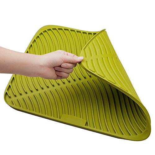 Inditradition Kitchen Sink Silicon Draining Mat | Utensils Drying Mat with Deep Grooves, Green (31.5 x 31.5 cm) - Image 5