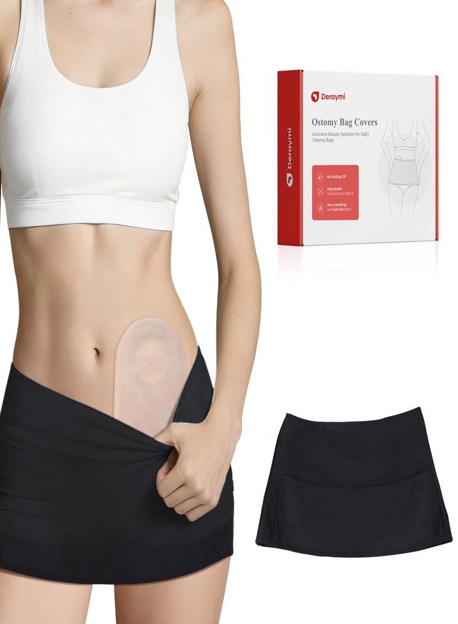 DERAYMI Ostomy Bag Covers, Ostomy Wrap for Ostomy Belt, Discreet Colostomy Ostomy Bag Covers for for Ileostomy, Urostomy, Breathable Support Belt for Sports Daily Use, (Black, Medium) - Image 1
