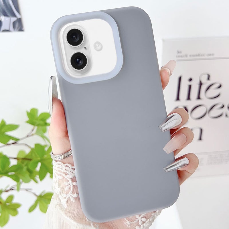 HuHa Protective Cover For iPhone 16 PC Hybrid Liquid Silicone Jelly Phone Case(Grey) - Image 1