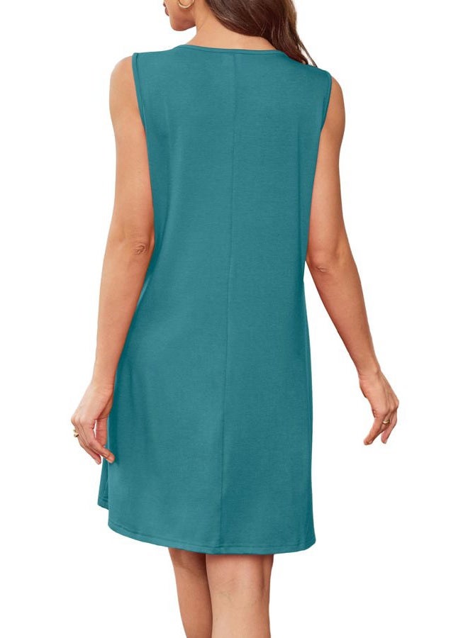 BKRIVE Summer Dresses for Women Sleeveless Lace Crewneck Sundress (S-3XL), Teal, L - Image 5