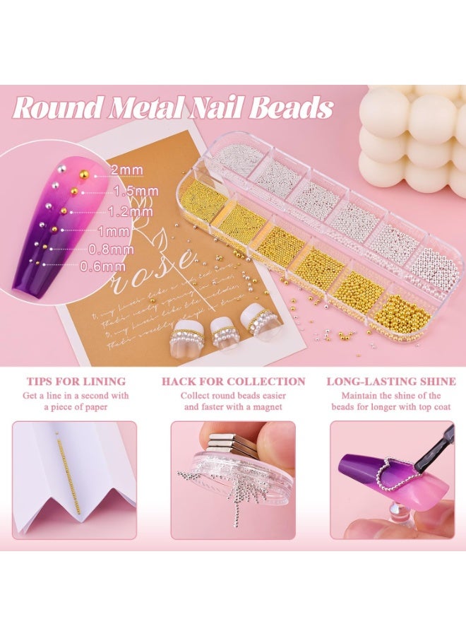 general Teenitor Nail Charms Nail Gems with 15 Sheets Gold Nail Stickers, 6 Boxes of Rhinestones for Nails Art Tools, 3D Nail Decals Pearls for Nails - Image 3