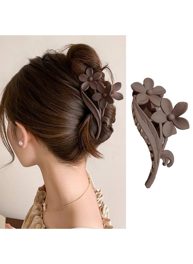 BIG BOX 2 PCS Flower Hair Claw Clips for Thick or Thin Hair Dark Coffee Color Hair Clips Matte Strong Hold Jaw Clips Hawaiian Plumeria Hair Accessories Large Cute Hair Grip Clips for Women Hair Styling Decoration - Image 1