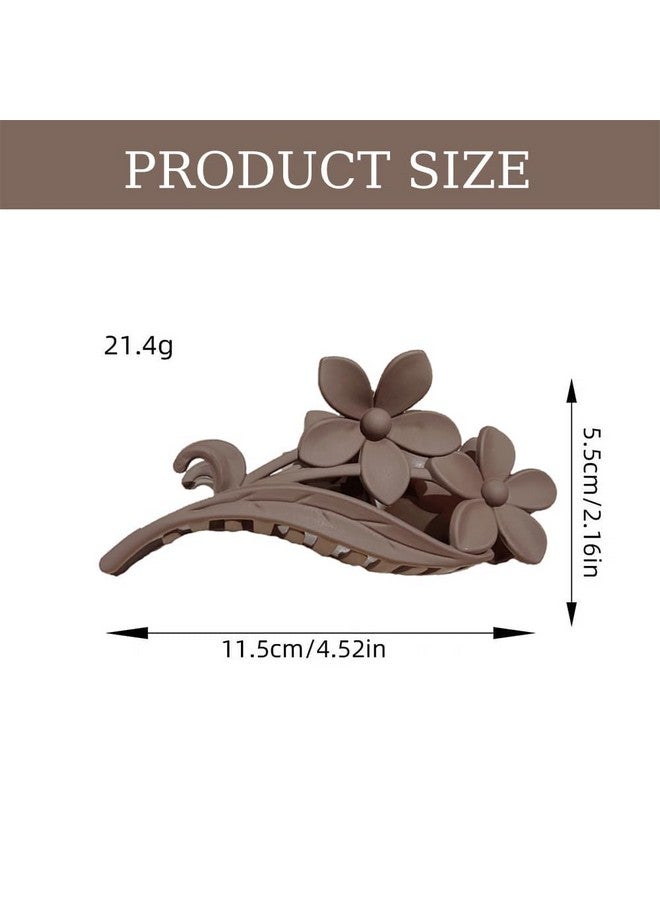 BIG BOX 2 PCS Flower Hair Claw Clips for Thick or Thin Hair Dark Coffee Color Hair Clips Matte Strong Hold Jaw Clips Hawaiian Plumeria Hair Accessories Large Cute Hair Grip Clips for Women Hair Styling Decoration - Image 2