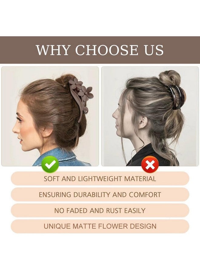 BIG BOX 2 PCS Flower Hair Claw Clips for Thick or Thin Hair Dark Coffee Color Hair Clips Matte Strong Hold Jaw Clips Hawaiian Plumeria Hair Accessories Large Cute Hair Grip Clips for Women Hair Styling Decoration - Image 4