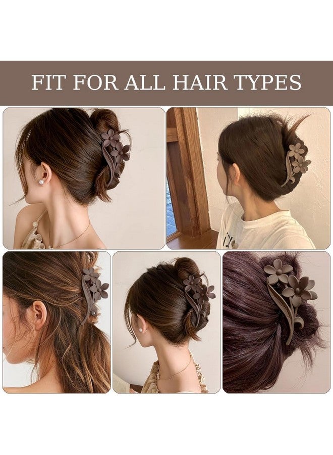 BIG BOX 2 PCS Flower Hair Claw Clips for Thick or Thin Hair Dark Coffee Color Hair Clips Matte Strong Hold Jaw Clips Hawaiian Plumeria Hair Accessories Large Cute Hair Grip Clips for Women Hair Styling Decoration - Image 5