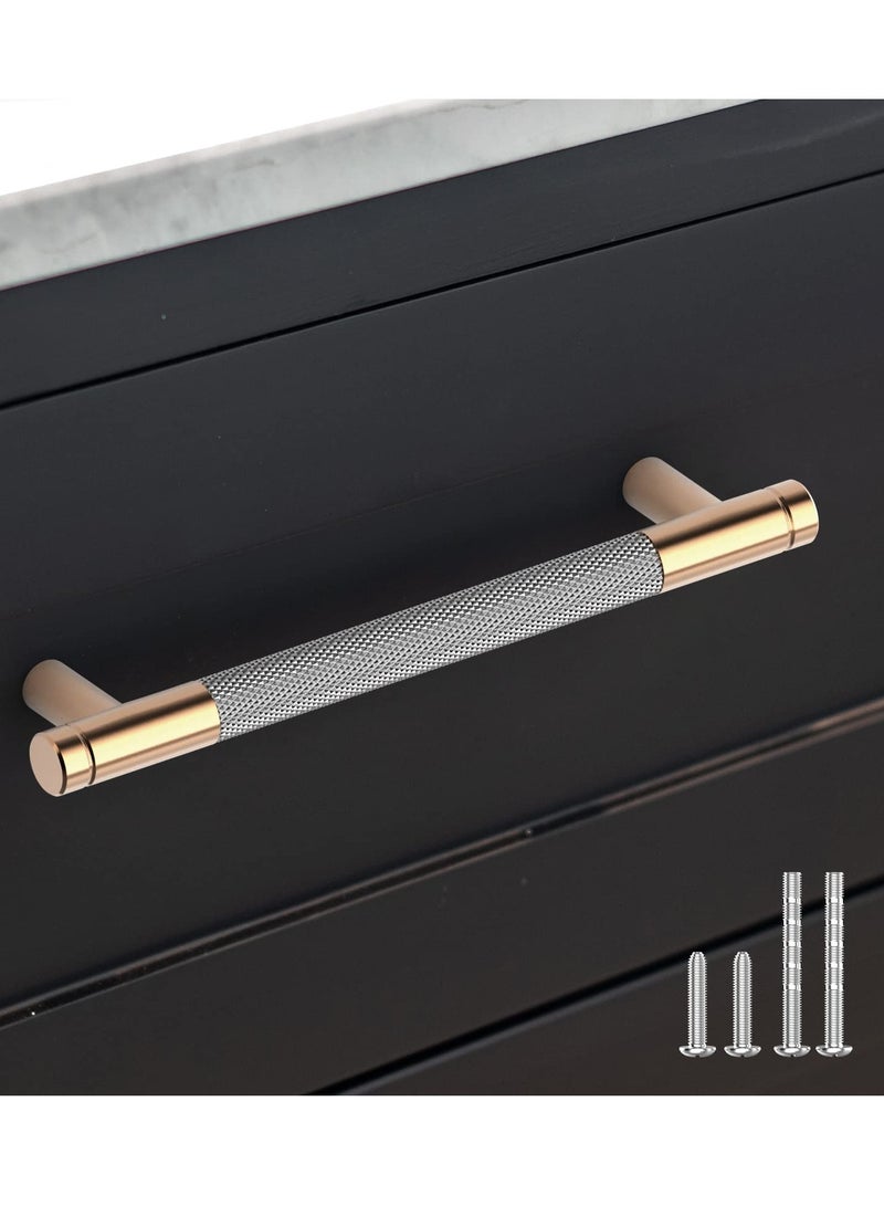 SYOSI 2 Pack Cabinet Handles, Aluminum Round Door Handles, Drawer Handles Gold Cabinet Handles for Kitchen, Bedroom Closets, with Diamond Pattern (5" Hole Centers) - Image 5