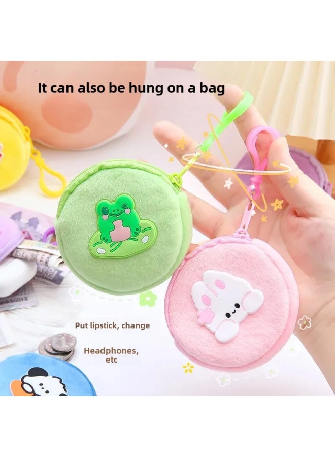 Cute Cartoon Plush Coin Purse Children's Zipper Hardware Coin Bag Portable Mini Earphone Case Wholesale-Color:Meatball Head Girl - Image 5